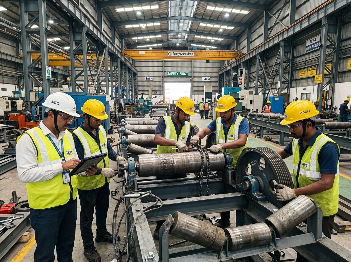 Indian Engineers Assembling Conveyor Equipment